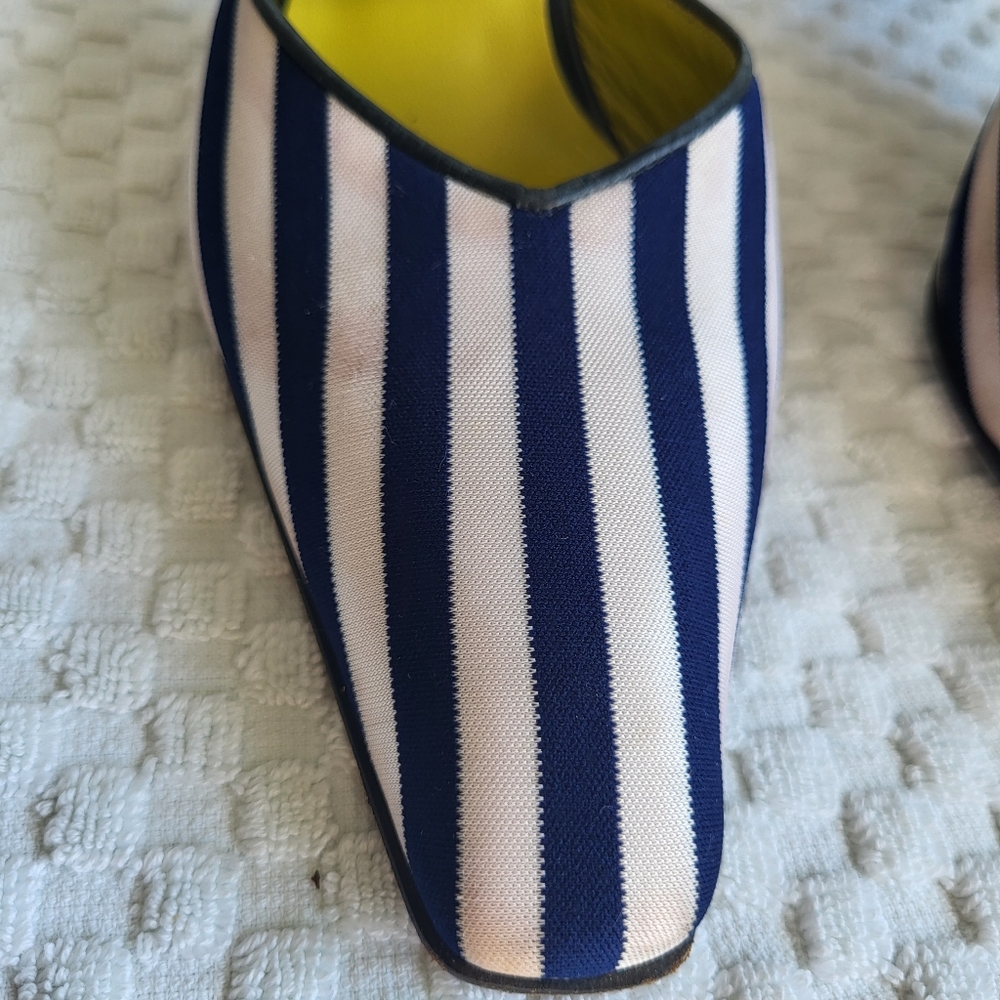 Donald J. Pliner Black and White Striped Heels - Picture 6 of 16